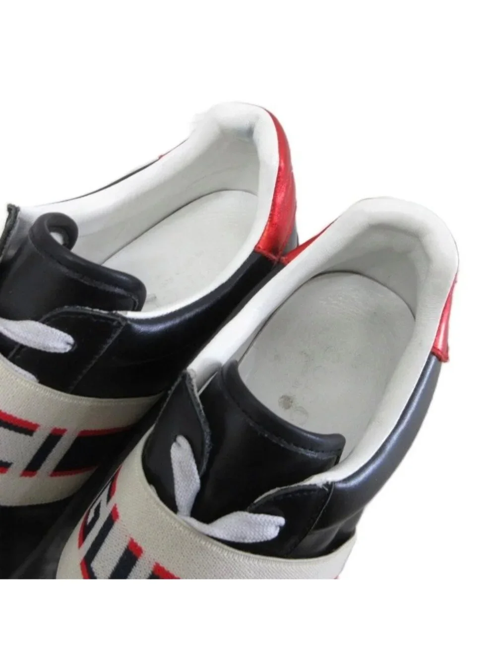 Gucci Ace Stripe Sneakers Low Cut Shoes Logo Black Ivory